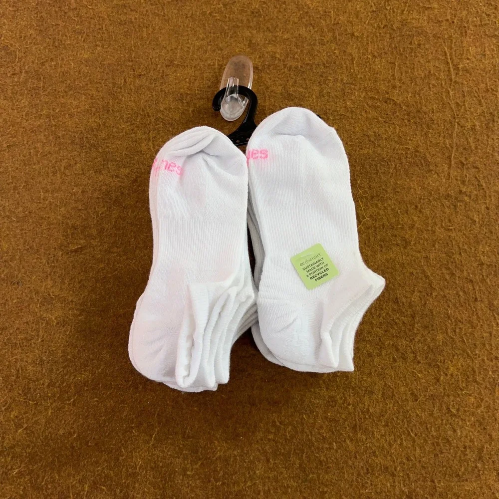 Hanes Womens OS White EcoSmart Recycled Low Cut Athletic Socks New